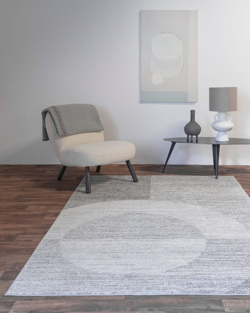 Covor gri modern model geometric Muse Grey Halo 9 mm 80x150 cm MUSE0801500023