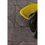 Covor gri geometric model Muse Charcoal Swirl, 80x150 cm, 9 mm, Asiatic London