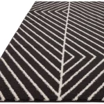 Covor negru modern model geometric Muse Black Linear 9 mm 66x240 cm MUSE0662400010