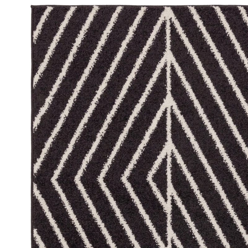Covor negru modern model geometric Muse Black Linear 9 mm 66x240 cm MUSE0662400010