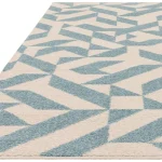Covor albastru modern model geometric Muse Blue Shapes 9 mm 66x240 cm MUSE0662400003