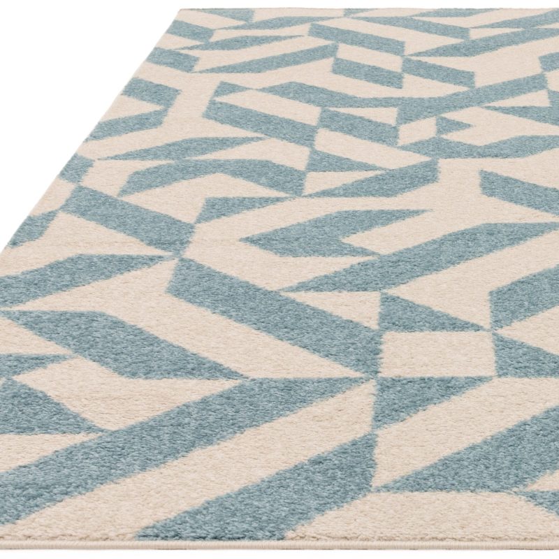 Covor albastru modern model geometric Muse Blue Shapes 9 mm 66x240 cm MUSE0662400003