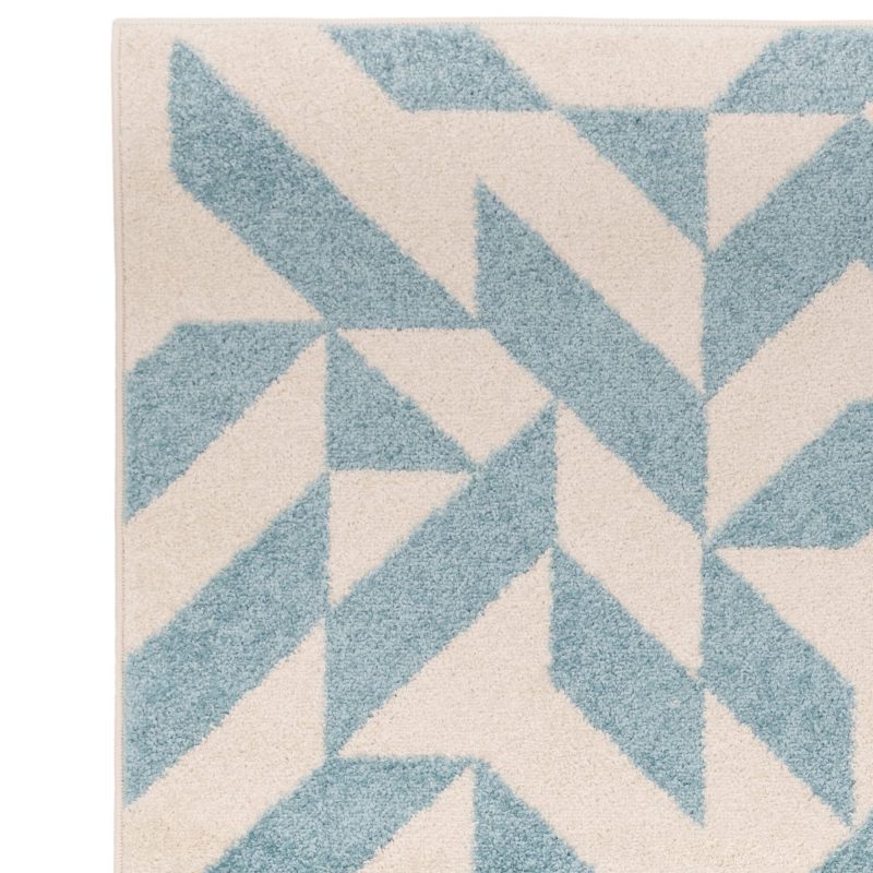 Covor albastru modern model geometric Muse Blue Shapes 9 mm 66x240 cm MUSE0662400003