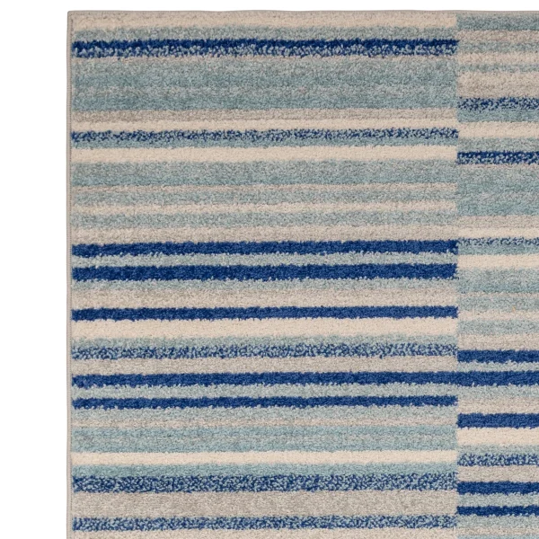 Covor albastru, model geometric, Muse Blue Stripe, 66x240 cm, Asiatic London