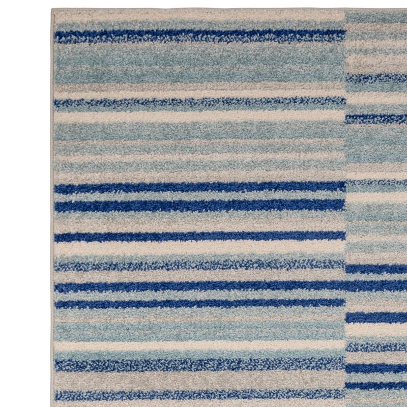 Covor albastru, model geometric, Muse Blue Stripe, 66x240 cm, Asiatic London