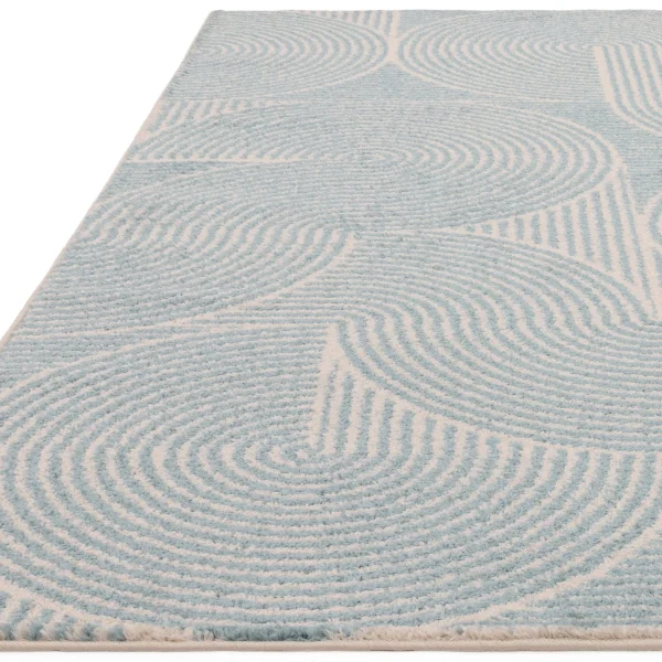 Covor albastru modern model geometric Muse Blue Swirl 9 mm 80x150 cm MUSE0801500002