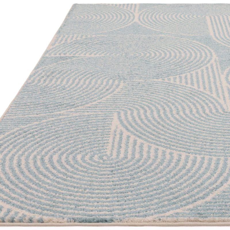 Covor albastru modern model geometric Muse Blue Swirl 9 mm 80x150 cm MUSE0801500002
