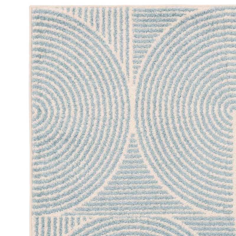 Covor albastru modern model geometric Muse Blue Swirl 9 mm 80x150 cm MUSE0801500002