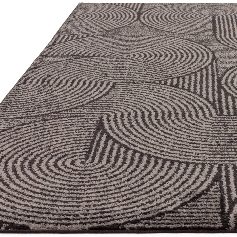 Covor gri modern model geometric Muse Charcoal Swirl 9 mm 120x170 cm MUSE1201700001