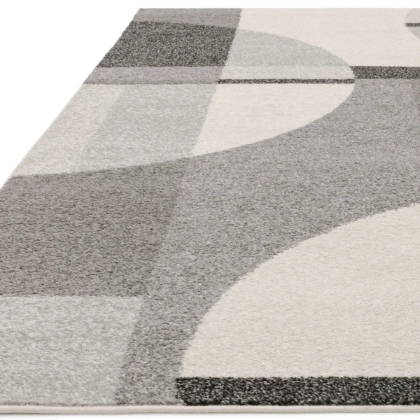 Covor gri modern, model geometric, Muse Grey Art Deco, 80x150 cm, Asiatic London