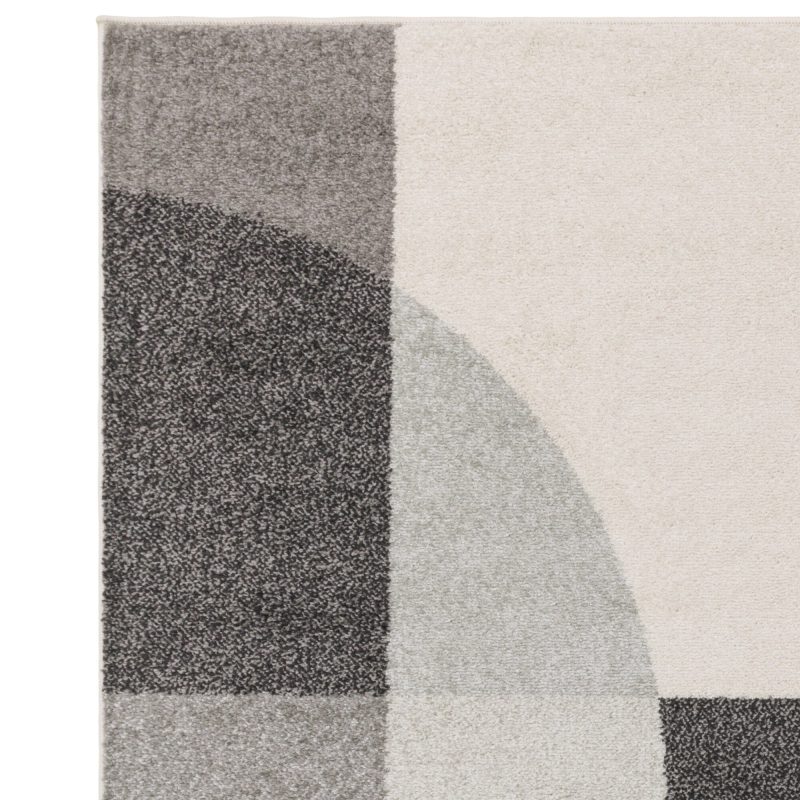 Covor gri modern, model geometric, Muse Grey Art Deco, 80x150 cm, Asiatic London