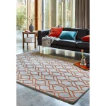 Covor pufos argintiu orange din lână vâscoză lucrat manual modern model geometric Nexus Fine Lines Silver Orange 12 mm 160×230 cm NEXU160230FL01