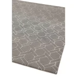 Covor pufos gri argintiu din lână vâscoză lucrat manual modern model geometric Nexus Fine Lines Grey Silver 12 mm 120x170 cm NEXU120170FL06