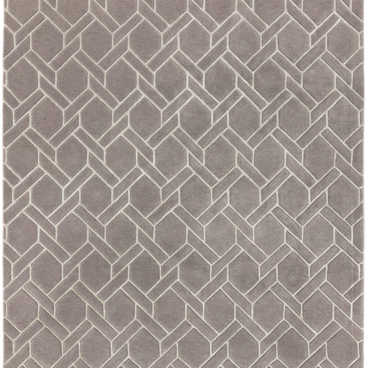 Covor pufos gri argintiu din lână vâscoză lucrat manual modern model geometric Nexus Fine Lines Grey Silver 12 mm 120x170 cm NEXU120170FL06