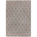 Covor pufos gri argintiu din lână vâscoză lucrat manual modern model geometric Nexus Fine Lines Grey Silver 12 mm 120x170 cm NEXU120170FL06