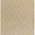 Covor pufos argintiu galben din lână vâscoză lucrat manual modern model geometric Nexus Fine Lines Silver Yellow 12 mm 160×230 cm NEXU160230FL02