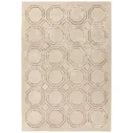 Covor pufos bej din lână vâscoză lucrat manual modern model geometric Nexus Octagon Beige 12 mm 120x170 cm NEXU120170OC03