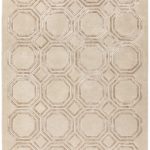 Covor pufos bej din lână vâscoză lucrat manual modern model geometric Nexus Octagon Beige 12 mm 160×230 cm NEXU160230OC03