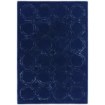 Covor pufos navy din lână vâscoză lucrat manual modern model geometric Nexus Octagon Navy 12 mm 120x170 cm NEXU120170OC04