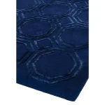 Covor pufos navy din lână vâscoză lucrat manual modern model geometric Nexus Octagon Navy 12 mm 120x170 cm NEXU120170OC04