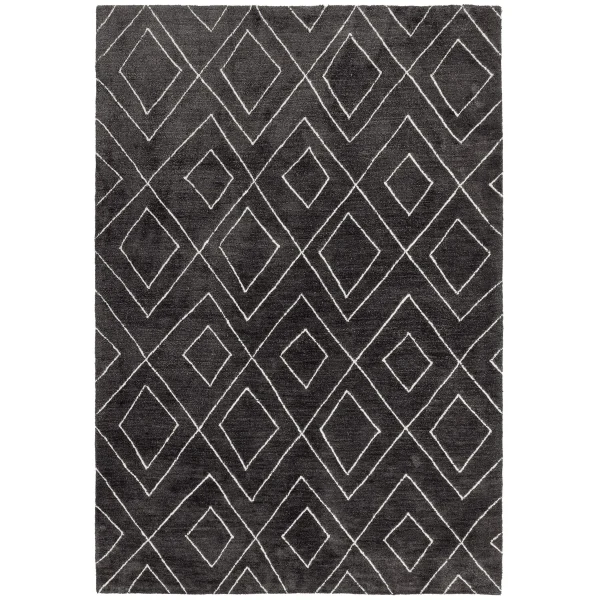 Covor pufos gri lucrat manual modern model geometric Nomad NM01 Dark Grey 8 mm 120x170 cm NOMA120170NM01