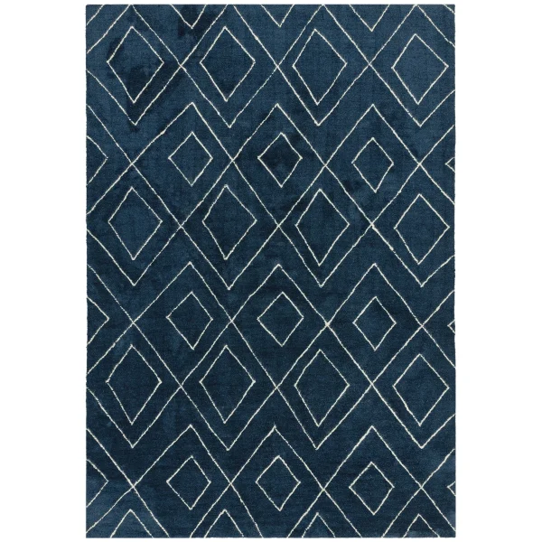 Covor pufos albastru lucrat manual modern model geometric Nomad NM02 Blue 8 mm 160x230 cm NOMA160230NM02