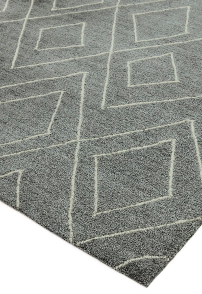 Covor pufos argintiu lucrat manual modern model geometric Nomad NM04 Silver 8 mm 160x230 cm NOMA160230NM04 - imagine 3