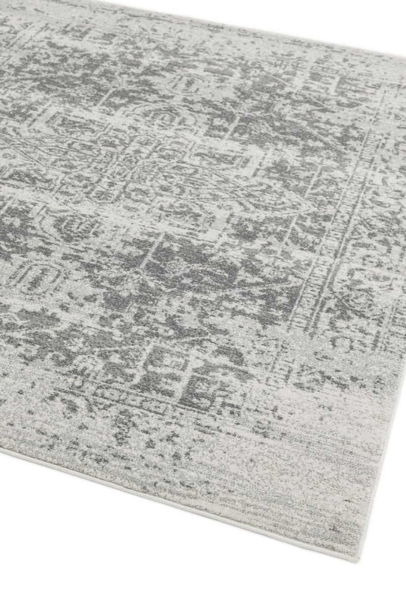 Covor gri, geometric dormitor, polipropilenă, Nova Antique Grey, 9 mm, 80x150 cm