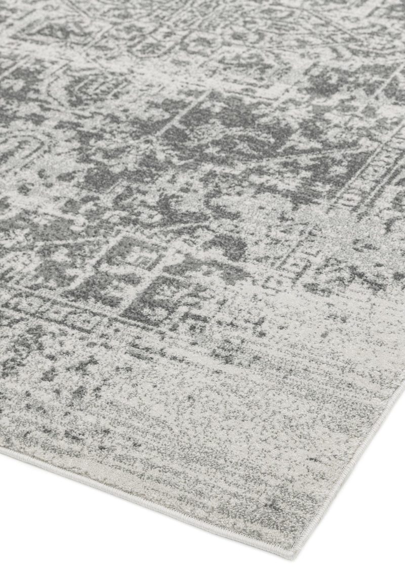 Covor gri, geometric dormitor, polipropilenă, Nova Antique Grey, 9 mm, 80x150 cm