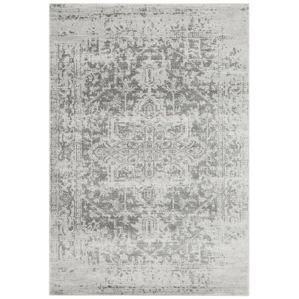Covor gri, geometric dormitor, polipropilenă, Nova Antique Grey, 9 mm, 80x150 cm