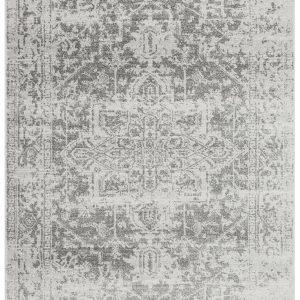 Covor gri, geometric dormitor, polipropilenă, Nova Antique Grey, 9 mm, 80x150 cm