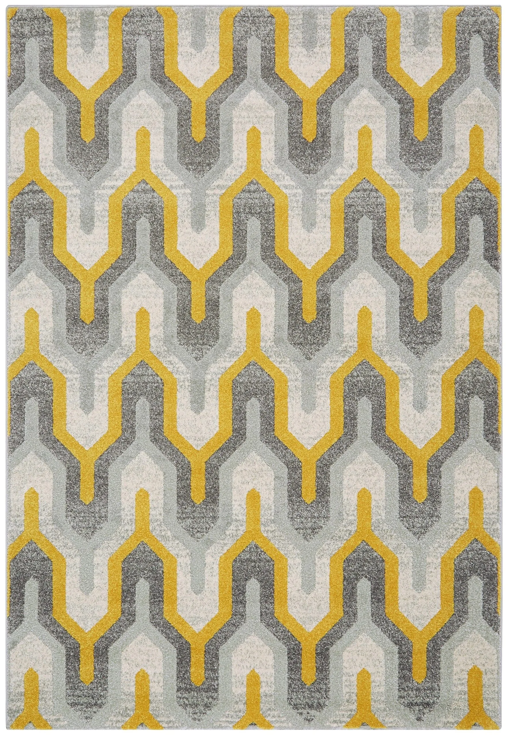 Covor galben, decor contemporan, bumbac, Nova Geo 120×170 cm, Asiatic Carpets