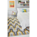 Covor galben, decor contemporan, bumbac, Nova Geo 120×170 cm, Asiatic Carpets