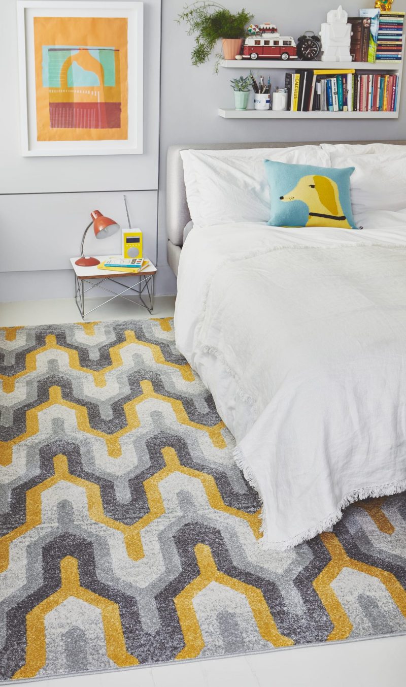 Covor galben, decor contemporan, bumbac, Nova Geo 120×170 cm, Asiatic Carpets