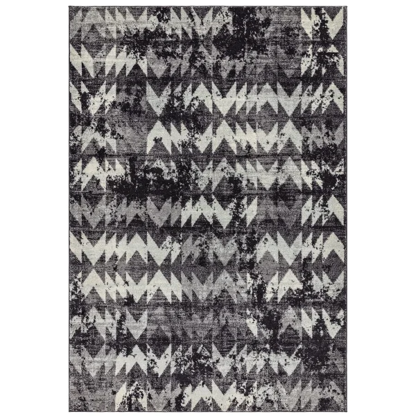 Covor negru modern model geometric Nova Chevron Black 9 mm 120x170 cm NOVA120170NV28