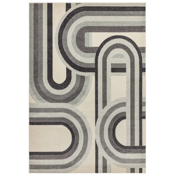 Covor gri modern model geometric Nova Retro Grey 9 mm 80x150 cm NOVA080150NV29