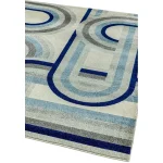 Covor albastru modern model geometric Nova Retro Blue 9 mm 80x150 cm NOVA080150NV30