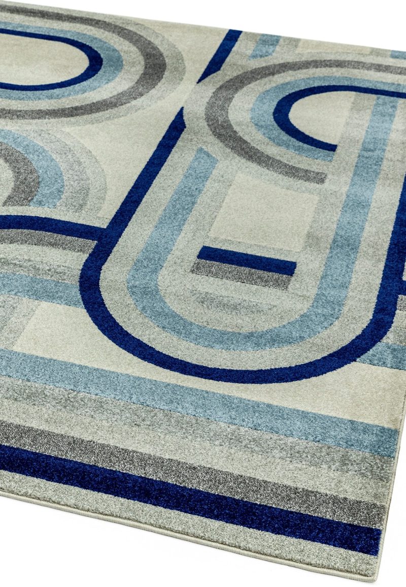 Covor albastru modern model geometric Nova Retro Blue 9 mm 80x150 cm NOVA080150NV30 - imagine 3