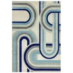 Covor albastru modern model geometric Nova Retro Blue 9 mm 200×290 cm NOVA200290NV30