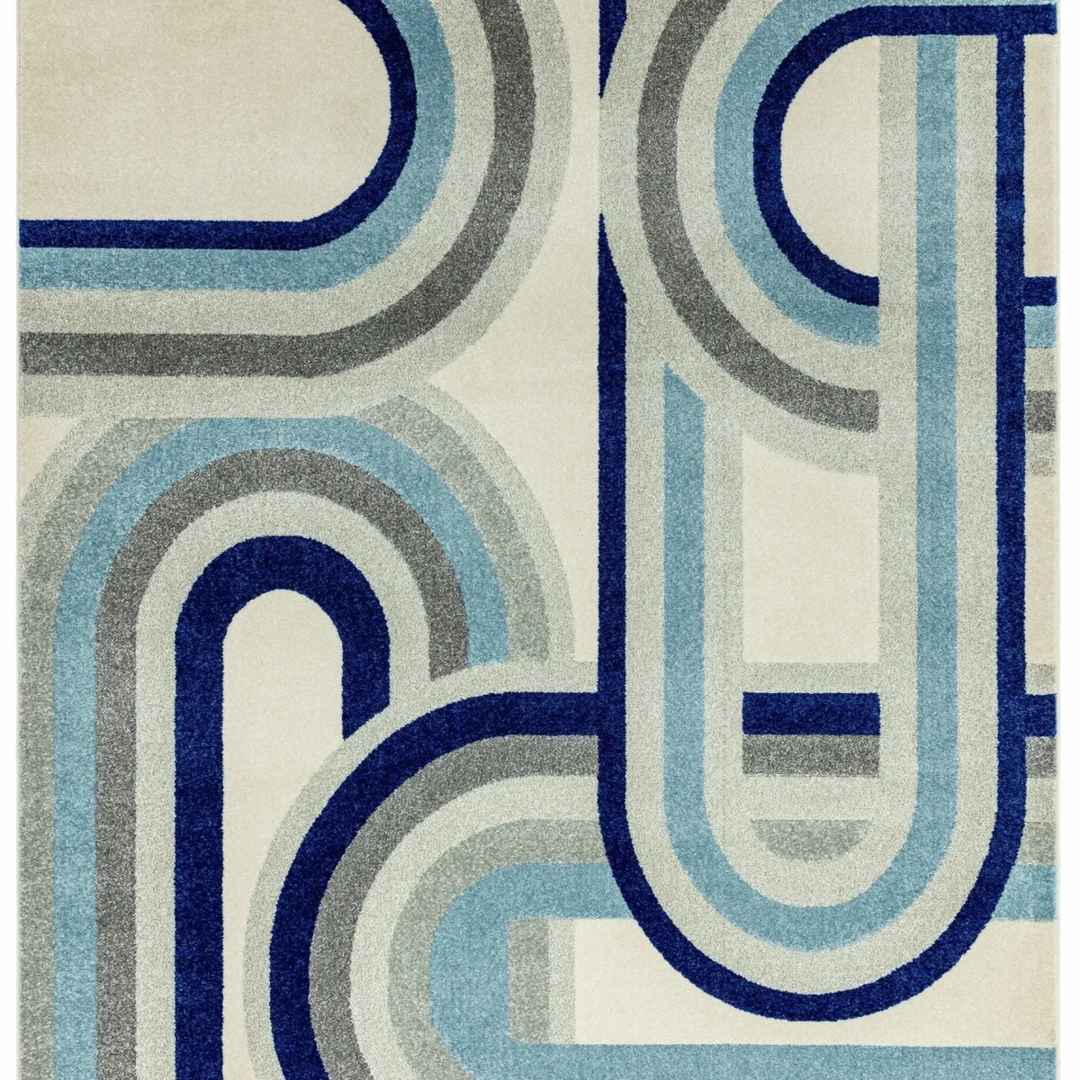 Covor albastru modern model geometric Nova Retro Blue 9 mm 160x230 cm NOVA160230NV30