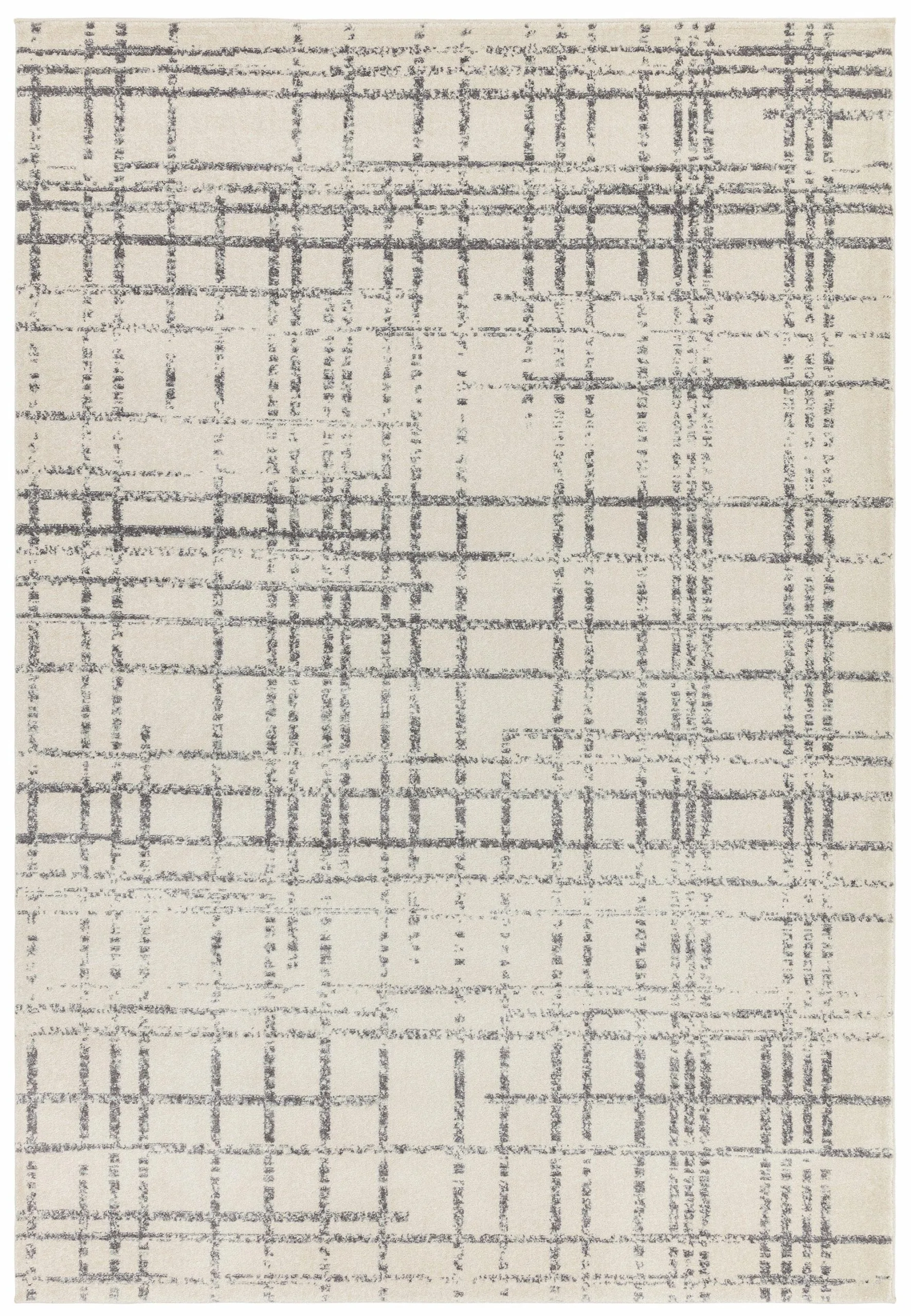 Covor gri modern model geometric Nova Grid Grey 9 mm 120×170 cm NOVA120170NV31