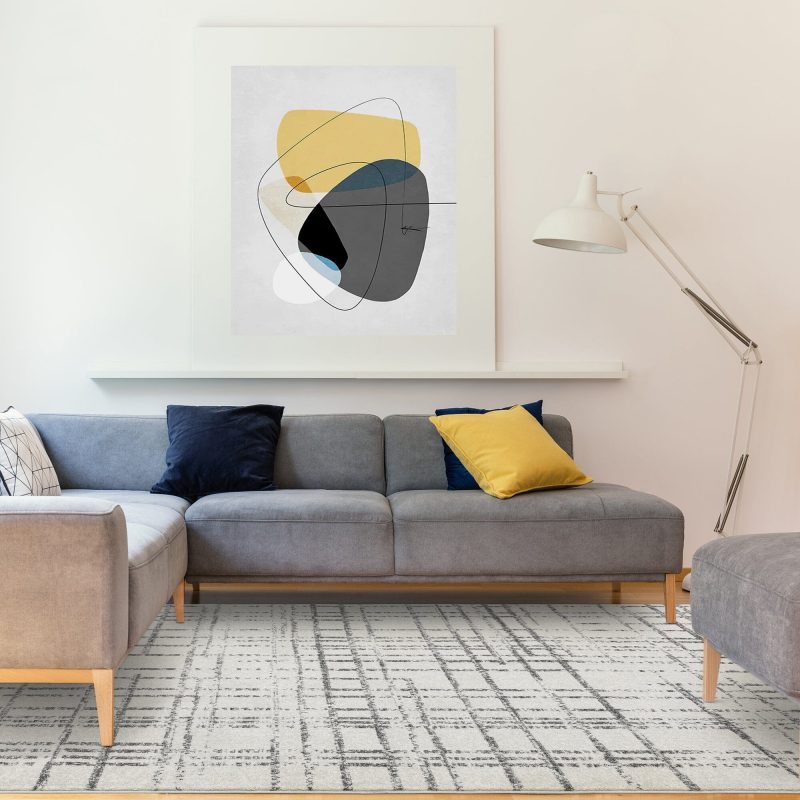 Covor gri modern model geometric Nova Grid Grey 9 mm 200x290 cm NOVA200290NV31 - imagine 2