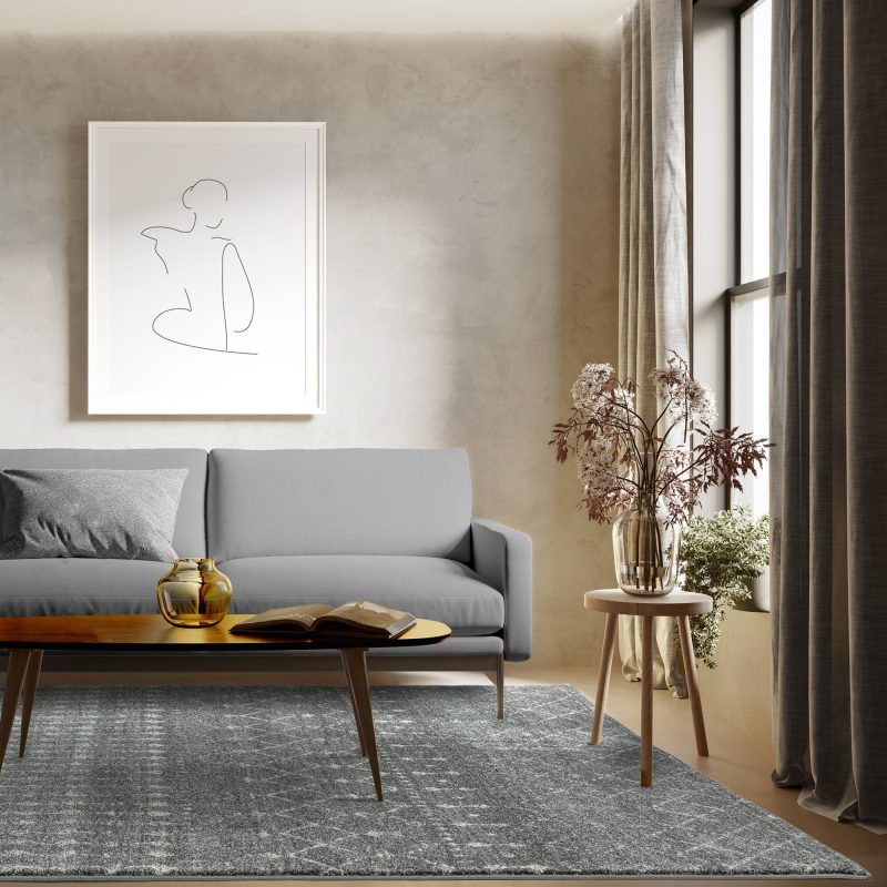 Covor gri modern model geometric Nova Dark Grey 9 mm 160x230 cm NOVA160230NV34 - imagine 2