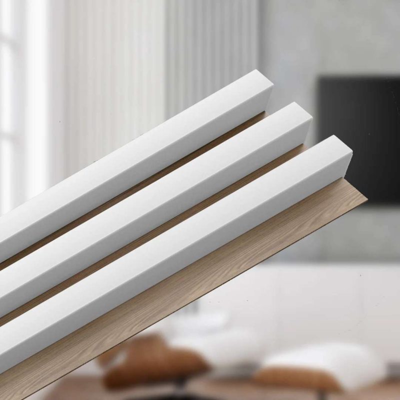 Panou riflaj decorativ din MDF alb stejar Linea Slim Stegu 3 elemente