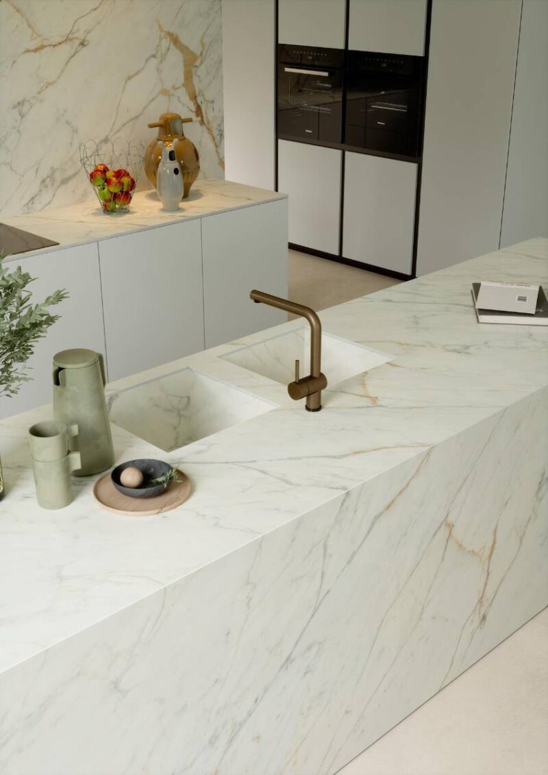 Gresie portelanata Golden White Marble Look 120×120 cm - imagine 2