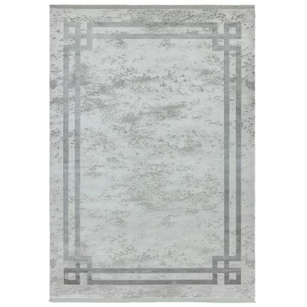 Covor pufos argintiu gri modern model abstract Olympia Silver Grey 6 mm 120x170 cm OLYM1201700003