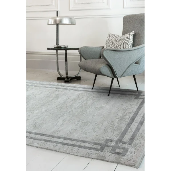 Covor pufos argintiu gri modern model abstract Olympia Silver Grey 6 mm 120x170 cm OLYM1201700003