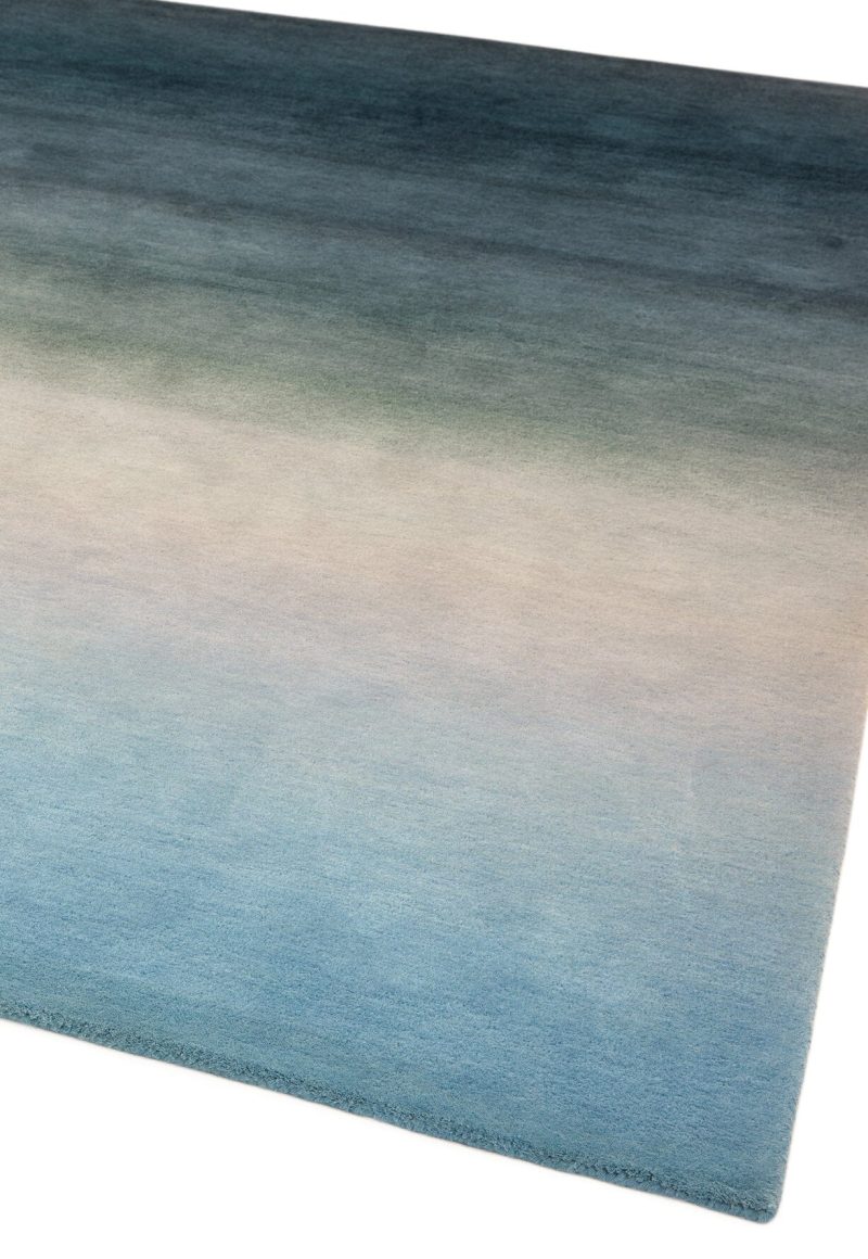 Covor pufos albastru din lână nylon lucrat manual modern model abstract Ombre Blue 9 mm 120x170 cm OMBR120170OM03 - imagine 2
