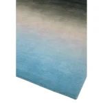 Covor pufos albastru din lână nylon lucrat manual modern model abstract Ombre Blue 9 mm 120x170 cm OMBR120170OM03