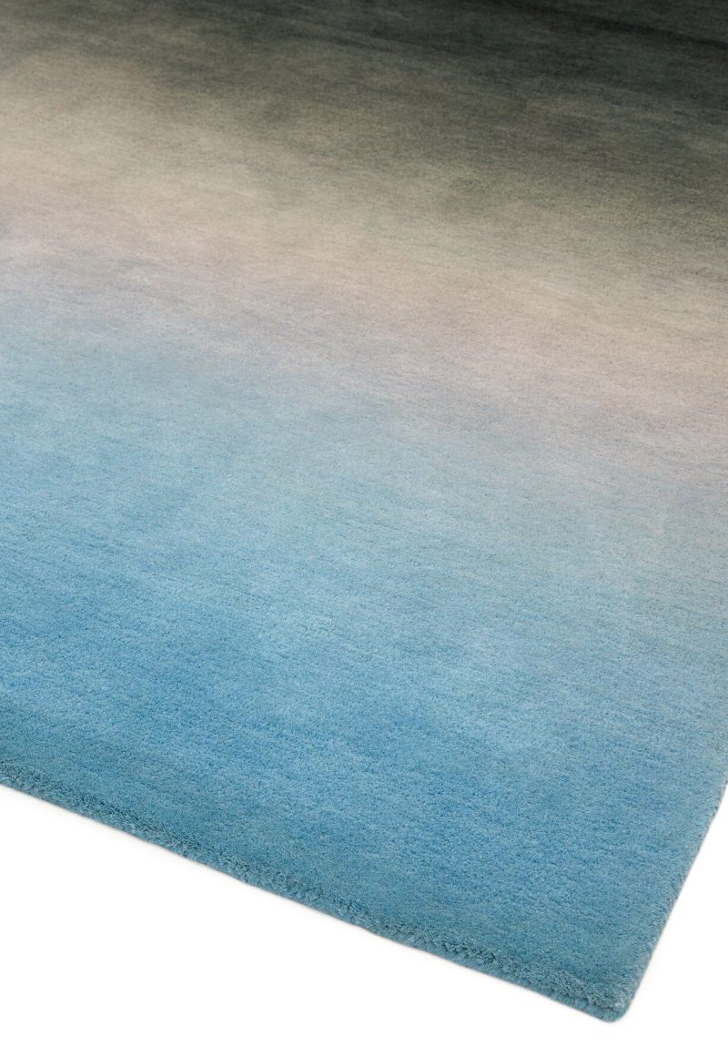 Covor pufos albastru din lână nylon lucrat manual modern model abstract Ombre Blue 9 mm 120x170 cm OMBR120170OM03 - imagine 3